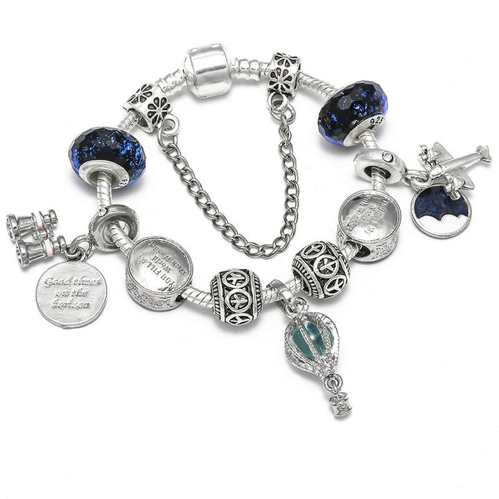 Women’s Beaded Silver Bracelet with Gemstone Accents