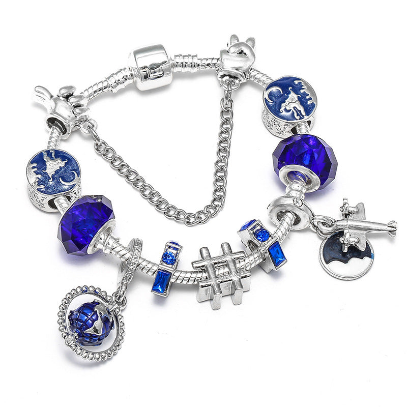 Women’s Beaded Silver Bracelet with Gemstone Accents