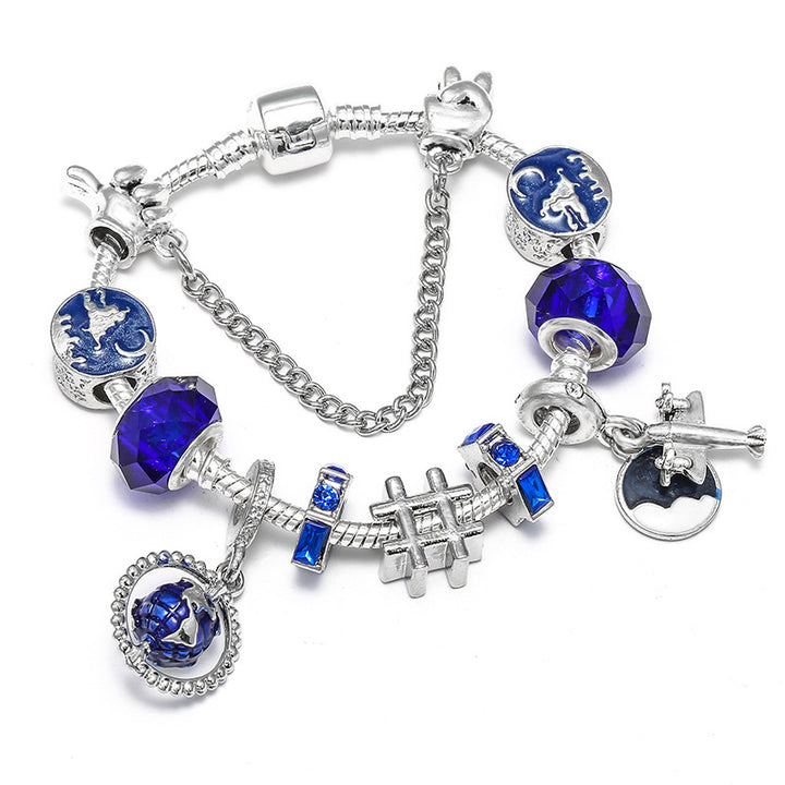 Women’s Beaded Silver Bracelet with Gemstone Accents