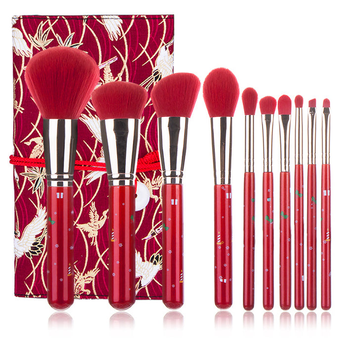 ✨ Christmas Portable Makeup Brush Set — 10-Piece Festive Beauty Tools 🎄💄