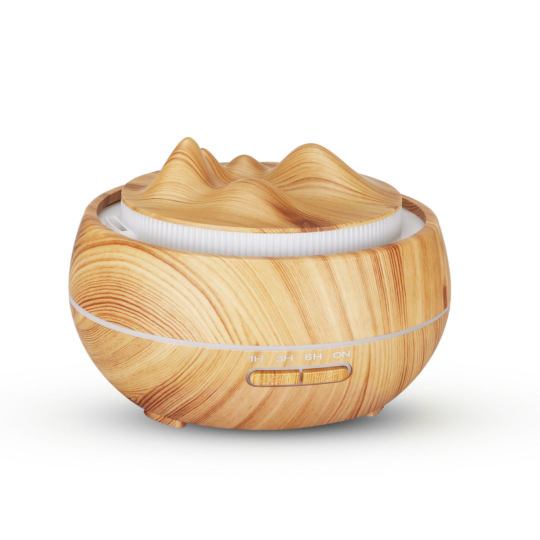 🌿💧 Wood Grain Aromatherapy Humidifier | LED Vase Diffuser 🌙✨