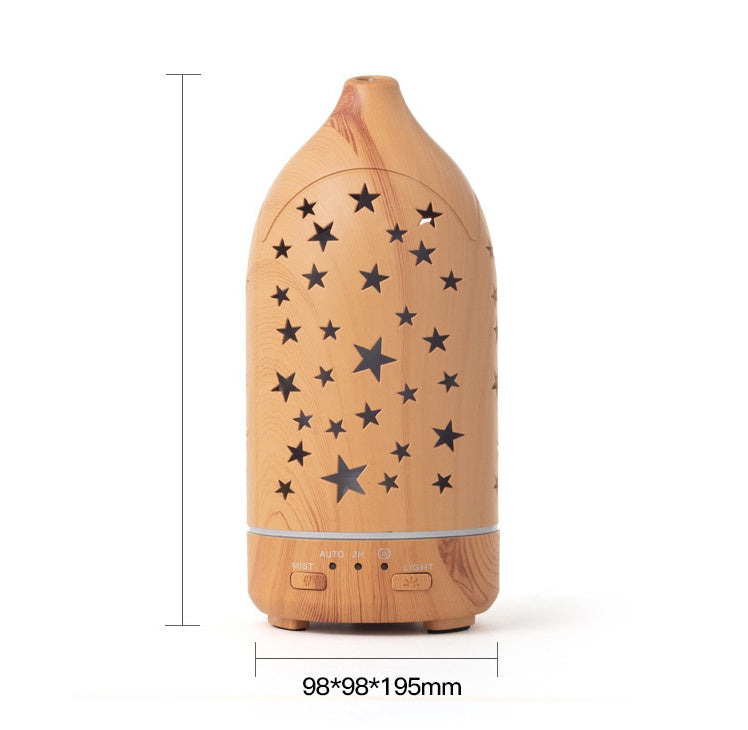 🌿💧 Wood Grain Vase Humidifier | Hollow Ultrasonic Aroma Diffuser 🌙✨