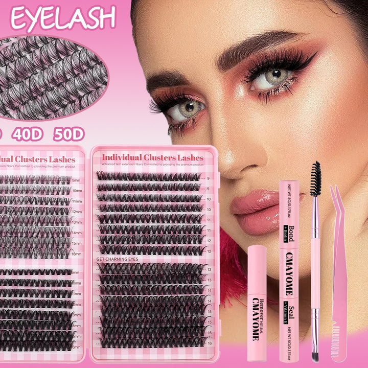 👁️✨ DIY Daily Natural Thick Segment Single Cluster False Eyelashes – Extension Kit