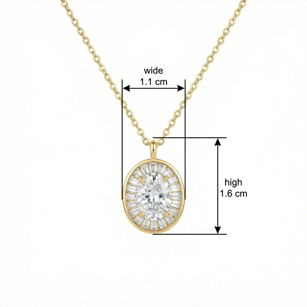 ✨ 925 Sterling Silver Sunburst Oval Pendant Necklace