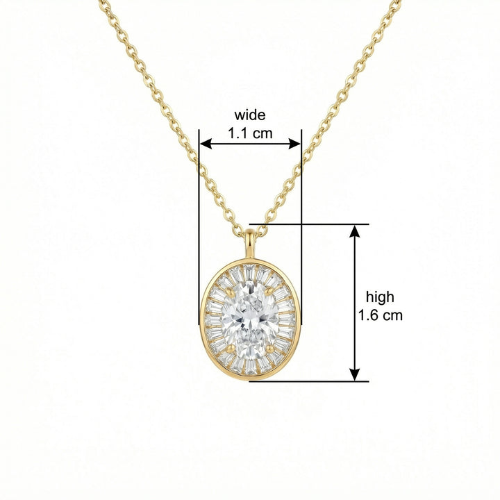 ✨ 925 Sterling Silver Sunburst Oval Pendant Necklace
