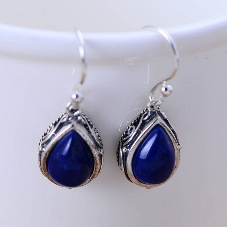Sterling Silver Lapis Water Drop Earrings – Elegant Teardrop Jewelry for Women