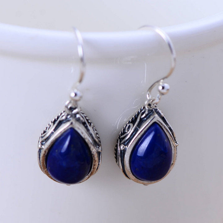 Sterling Silver Lapis Water Drop Earrings – Elegant Teardrop Jewelry for Women