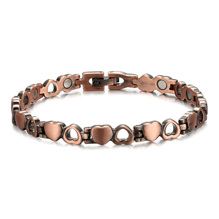 Red Copper Heart-Shaped Magnetic Bracelet for Women