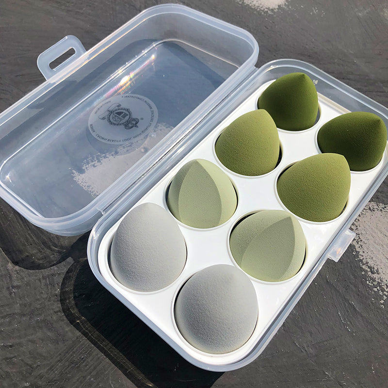🥚💄 8 Pack Powder Sponge Makeup Egg Set – Soft Beauty Blender Kit (Wet & Dry with Storage Box)