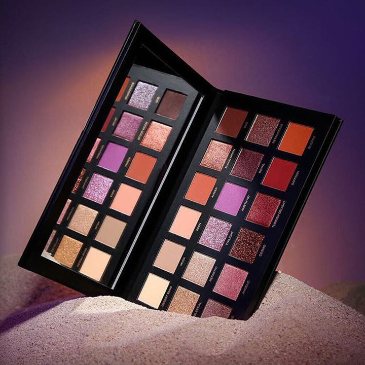🌅 HD18 Desert Dusk Eyeshadow Palette – Matte, Pearl & Glitter Eye Gloss Set ✨