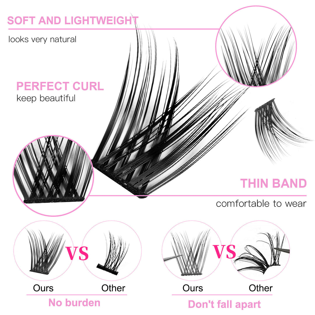 👁️✨ False Eyelash Set with Single Cluster – Natural Large Capacity DIY Lash Kit