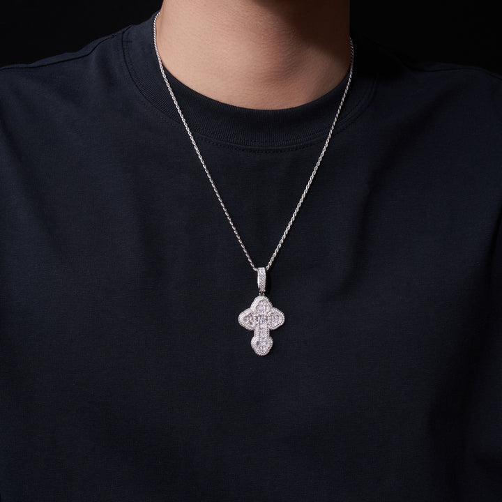 ✨ 925 Sterling Silver Minimalist Moissanite Cross Pendant Necklace – Platinum-Plated Elegance ✨