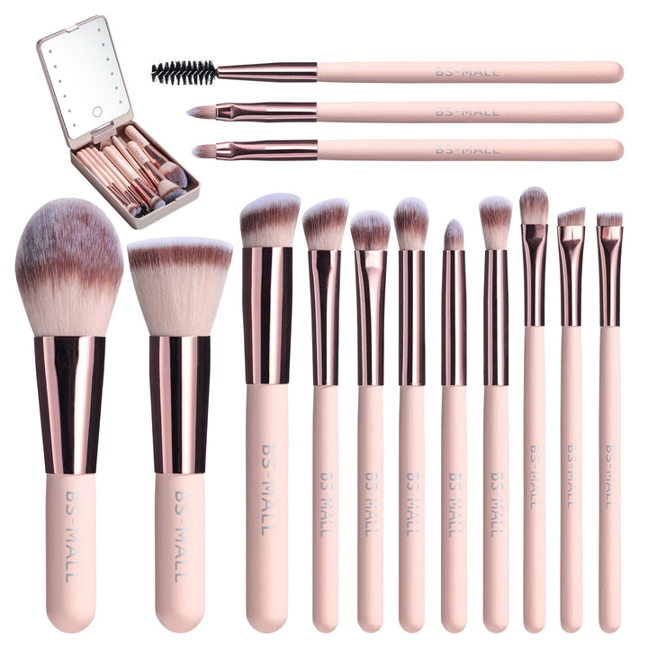 ✨ Rechargeable Luminous Mirror 14-Piece Makeup Brush Set 💄🔆