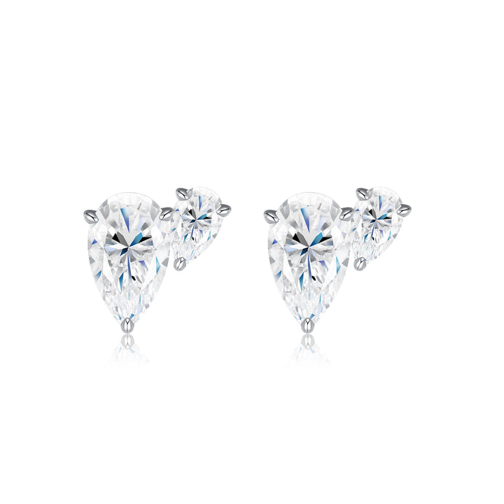 Luxury Minimalist Pear-Shaped Moissanite Stud Earrings – Platinum-Plated S925 Silver