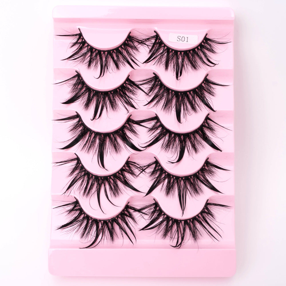👁️✨ Natural 3D Dramatic Fairy Clusters Manga Lashes – 5 Pairs Wispy False Eyelashes (10–15MM)