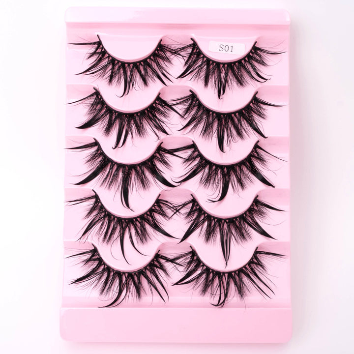 👁️✨ Natural 3D Dramatic Fairy Clusters Manga Lashes – 5 Pairs Wispy False Eyelashes (10–15MM)