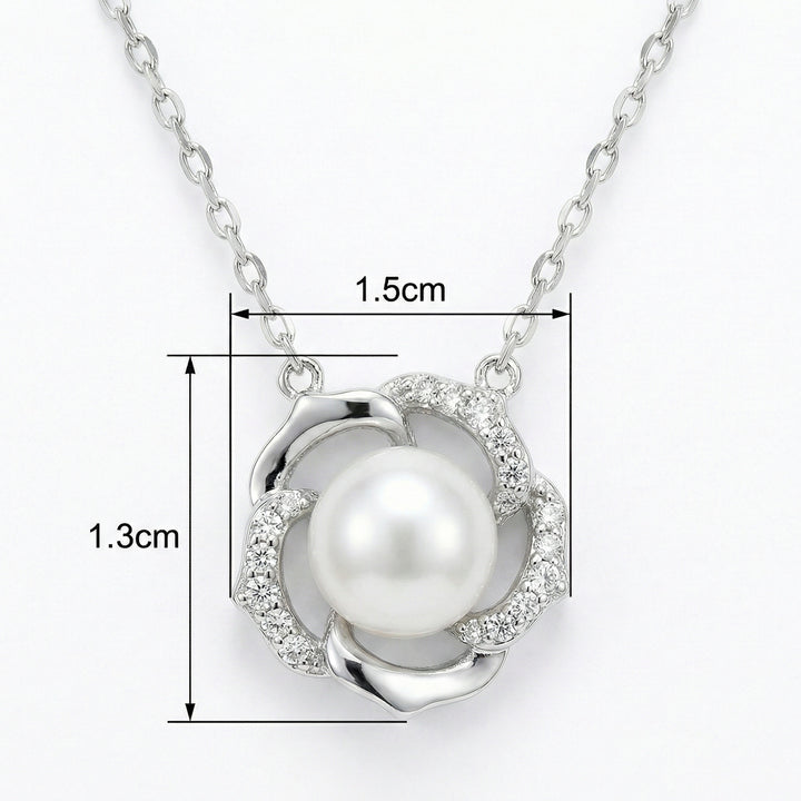 ✨ 925 Sterling Silver Pearl Flower Necklace