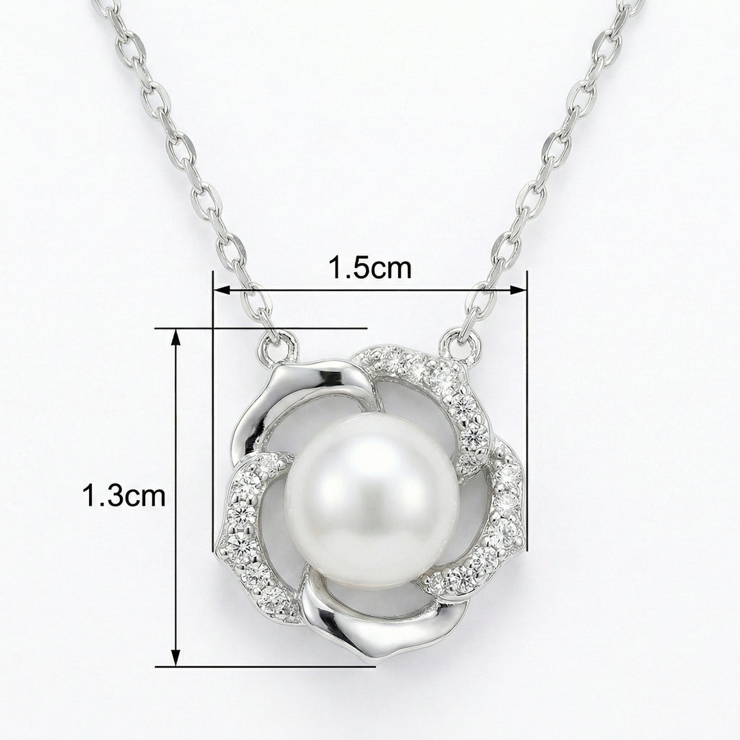 ✨ 925 Sterling Silver Pearl Flower Necklace