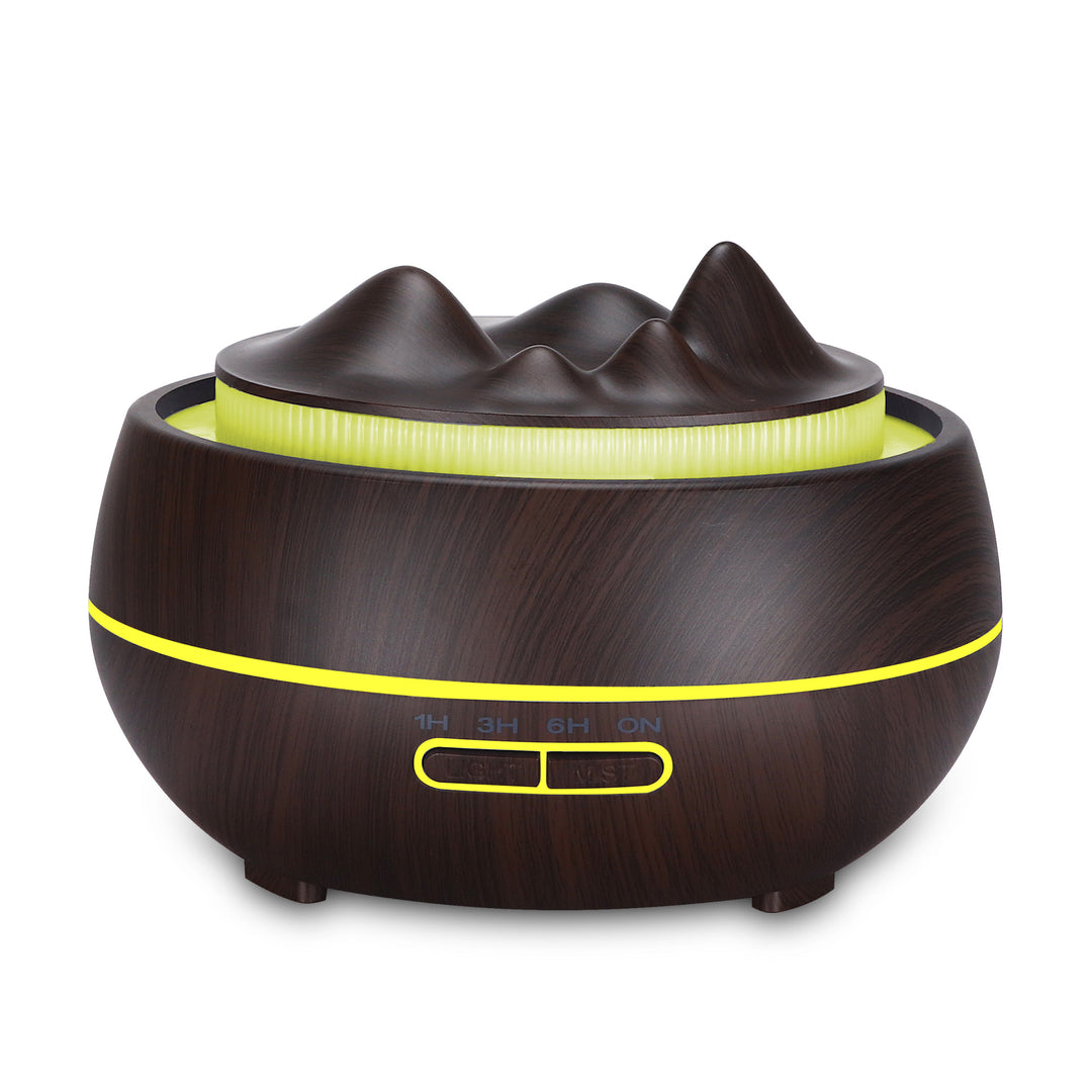 🌿💧 Wood Grain Aromatherapy Humidifier | LED Vase Diffuser 🌙✨