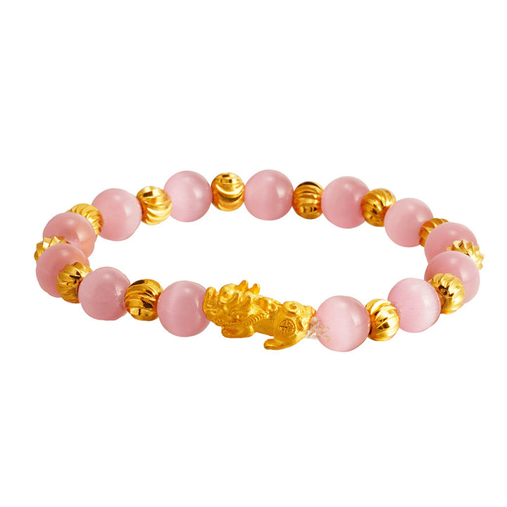 Imitation Garnet Beads Bracelet with Pixiu Charm