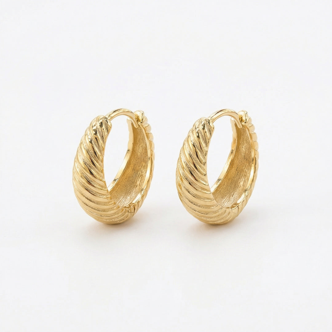 ✨ 925 Sterling Silver Twisted Ribbon Chunky Hoop Earrings – Croissant Design ✨