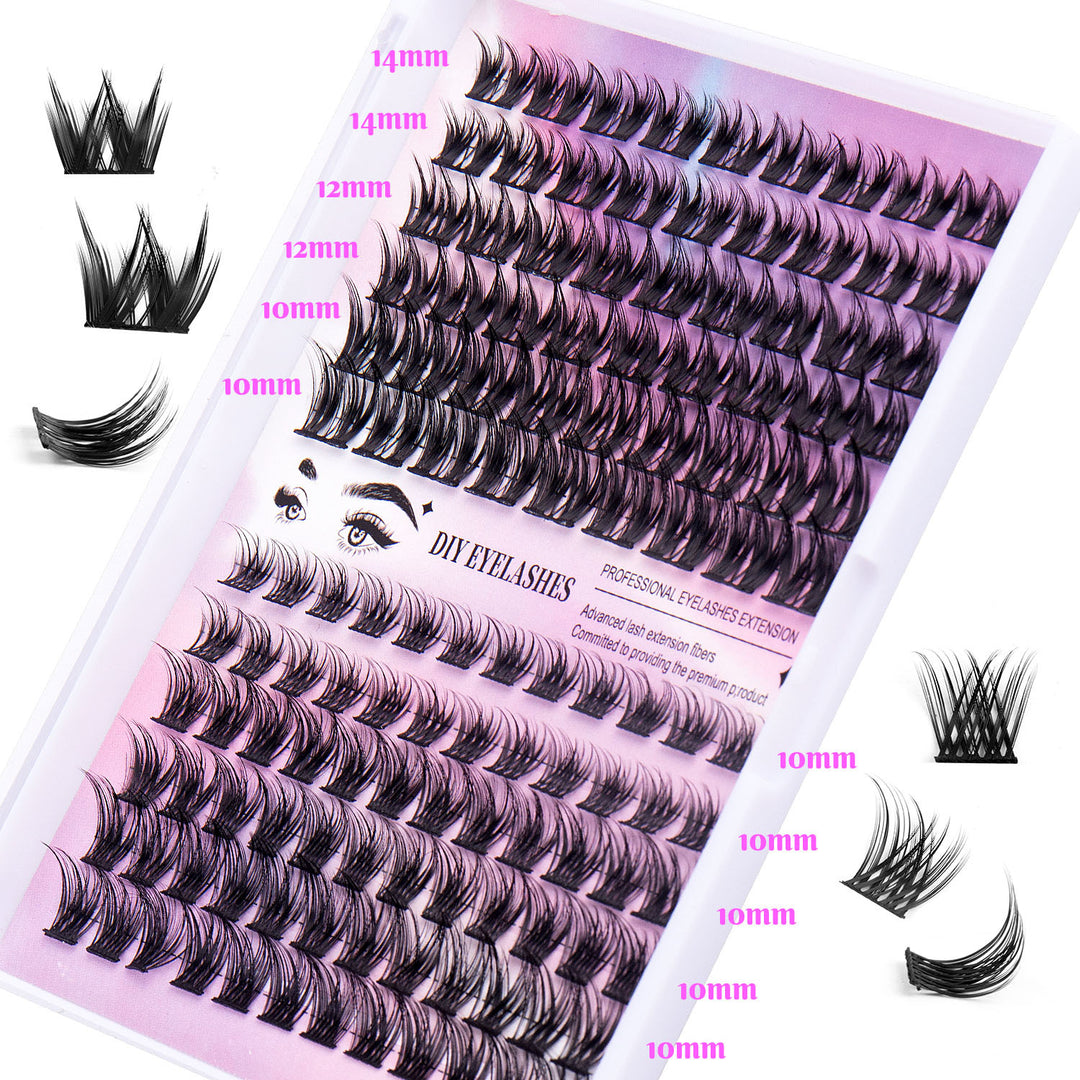 👁️✨ Segmented Hairy Fishtail Wheat Lazy Trilogy False Eyelashes – DIY Cluster Lash Kit