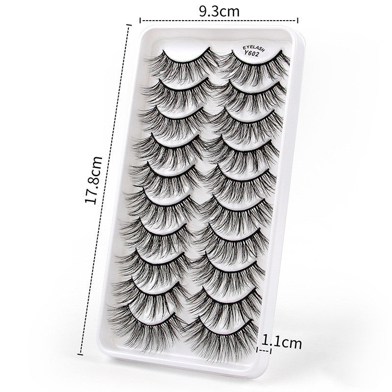 👁️✨ 3D European & American Cat Eye False Eyelashes – Natural Thick Fluffy Lash Set