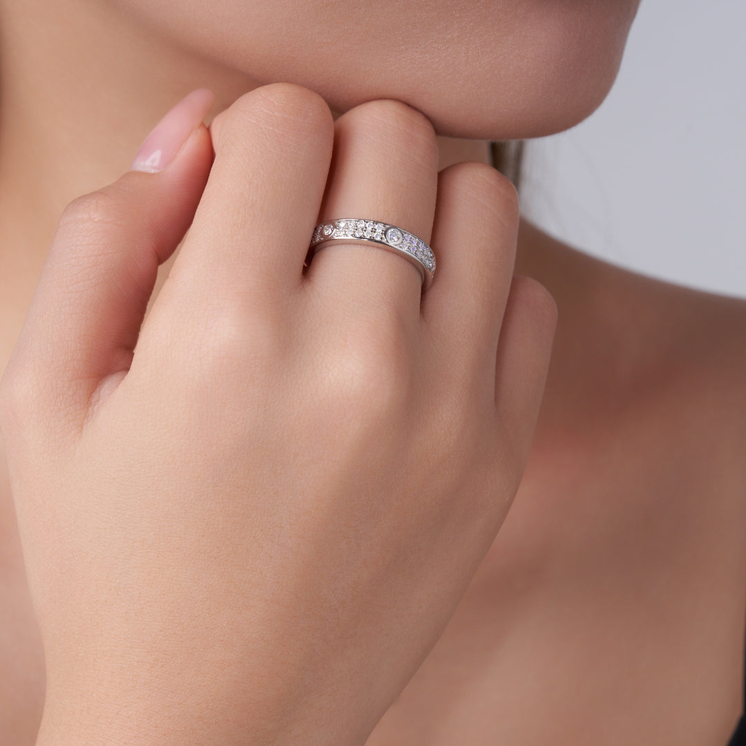 💎 Minimalist Moissanite Ring – Platinum-Plated S925 Silver (3.8g, Sizes 5–9) 💎