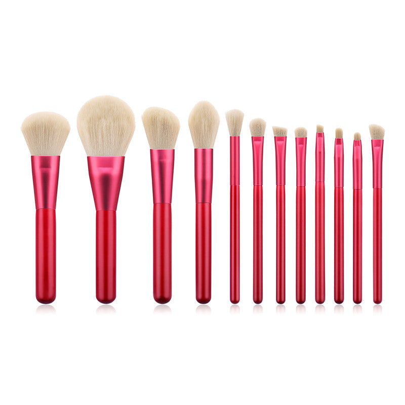✨ 12-Piece Red Makeup Brush Set — Beauty Tools Kit 💄❤️