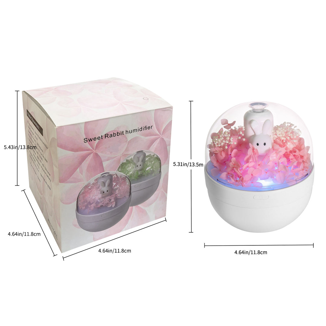 🐰🌸 Creative Rabbit Preserved Flower Aromatherapy Humidifier | Decorative Essential Oil Diffuser ✨