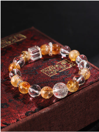 Huang Tajing White Crystal Beaded Bracelet For Women