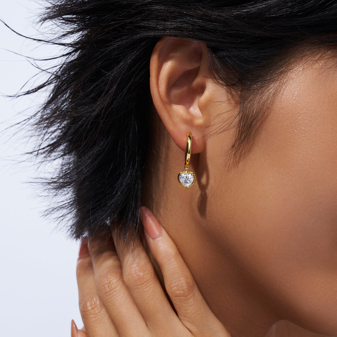 Heart-Shaped Morganite Stud Earrings – Gold-Plated S925 Silver
