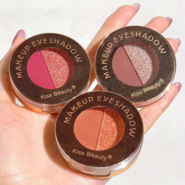 ✨ Matte Tangerine & Gold Glitter Duo Eyeshadow Palette – 2-Color Shimmer & Matte Set ✨