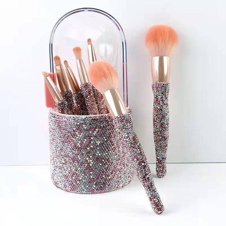 ✨ Light Luxury Diamond-Embedded Makeup Brush Set — 8-Piece Beauty Tools Kit 💄💎