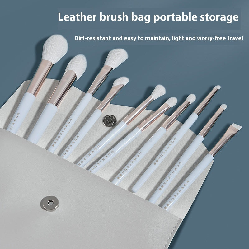 ✨ 10-Piece Portable Makeup Brush Set — Fiber Wool Beauty Tools 💄