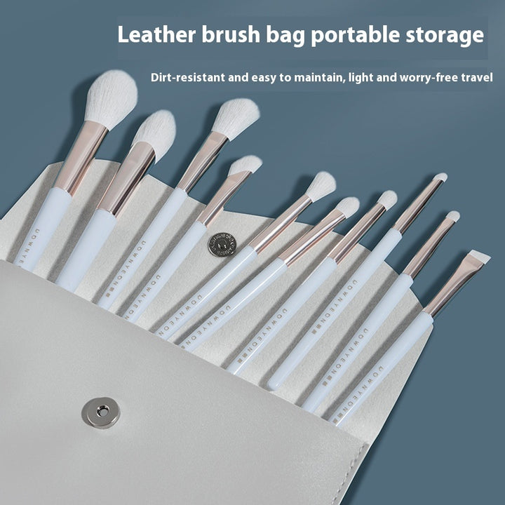 ✨ 10-Piece Portable Makeup Brush Set — Fiber Wool Beauty Tools 💄