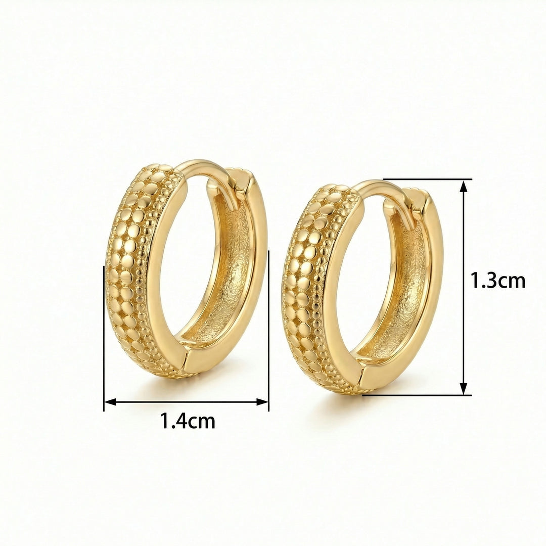 ✨ 925 Sterling Silver Textured Beaded Huggie Hoop Earrings ✨