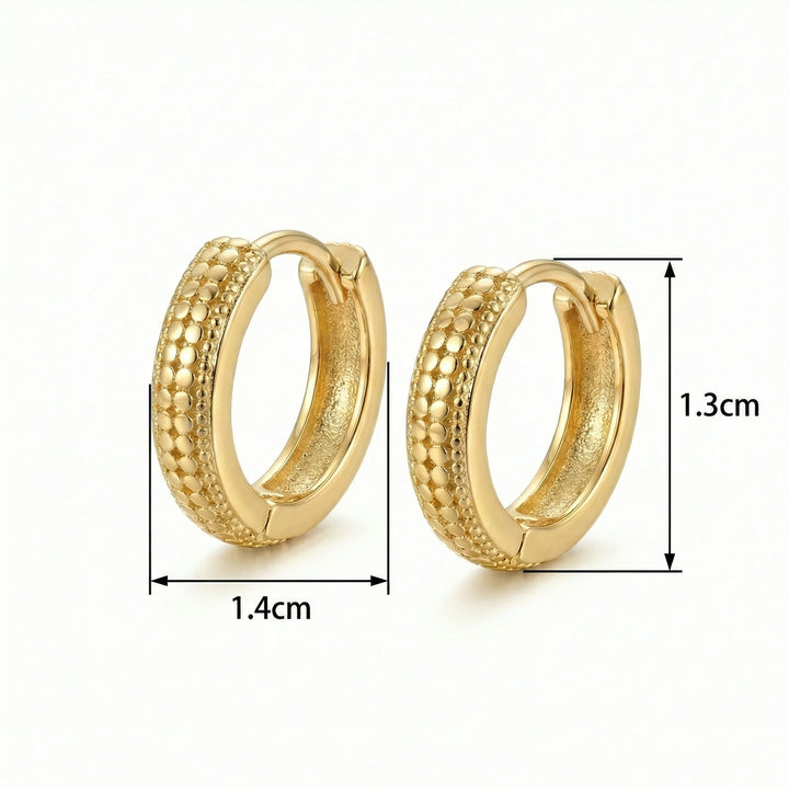 ✨ 925 Sterling Silver Textured Beaded Huggie Hoop Earrings ✨