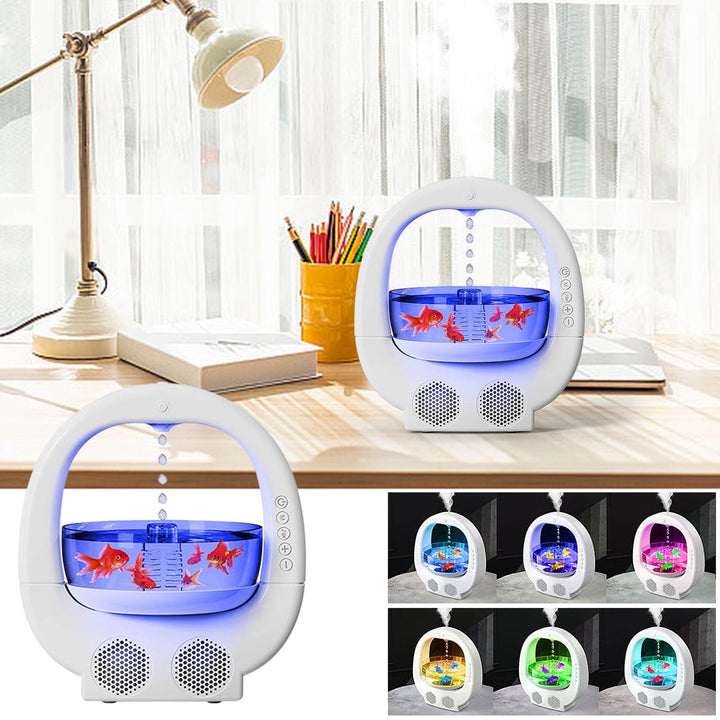 🌊💧 4-in-1 Anti-Gravity Humidifier | Aromatherapy + Bluetooth Speaker + Fish Tank Lamp ✨