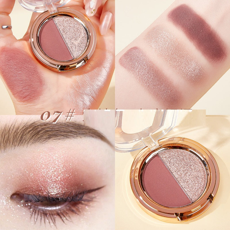 ✨ Matte Tangerine & Gold Glitter Duo Eyeshadow Palette – 2-Color Shimmer & Matte Set ✨
