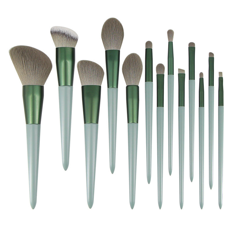 ✨ Green Wooden Handle Quick-Drying Soft Fur Makeup Brush Set 💄🌿