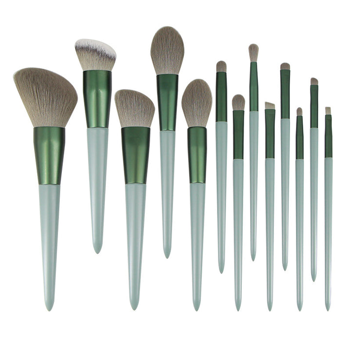 ✨ Green Wooden Handle Quick-Drying Soft Fur Makeup Brush Set 💄🌿