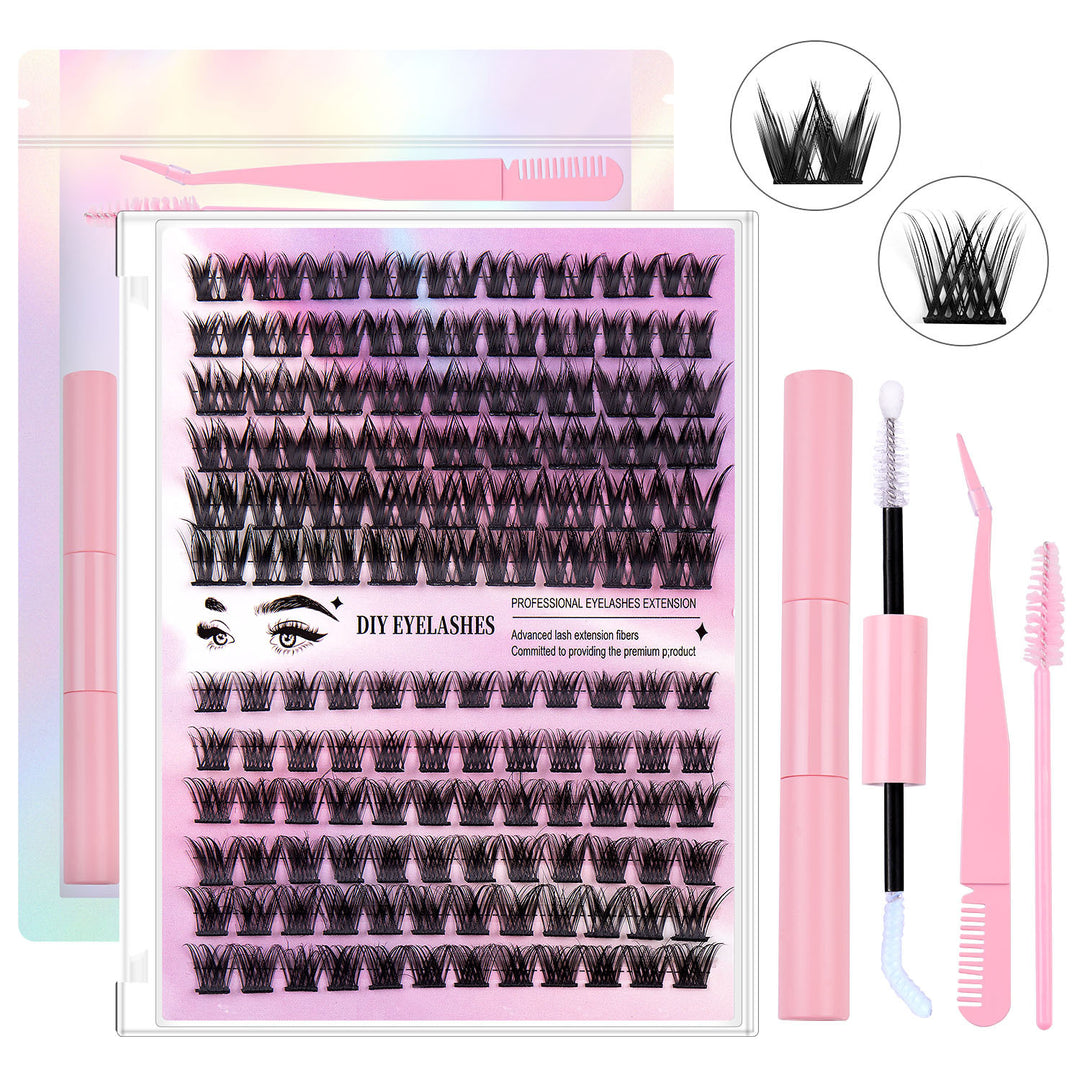 👁️✨ Segmented Hairy Fishtail Wheat Lazy Trilogy False Eyelashes – DIY Cluster Lash Kit