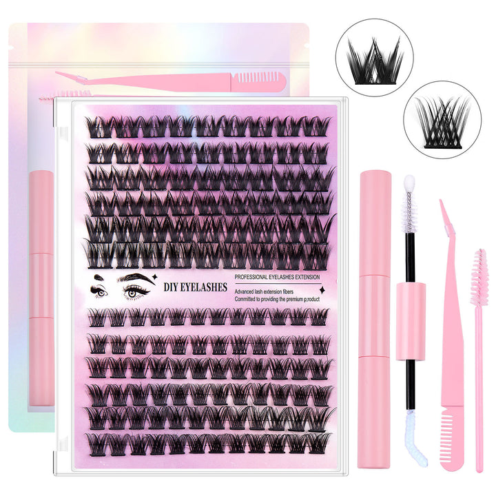 👁️✨ Segmented Hairy Fishtail Wheat Lazy Trilogy False Eyelashes – DIY Cluster Lash Kit