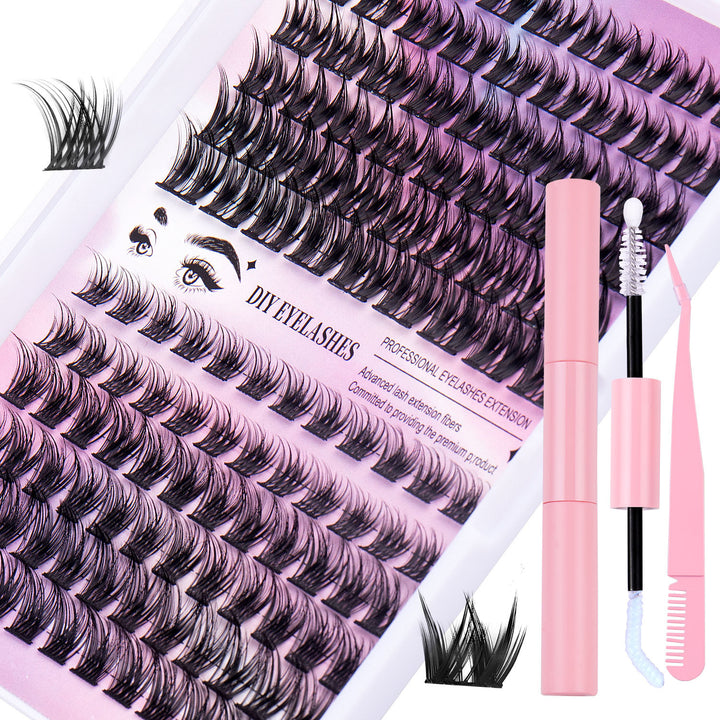 👁️✨ Segmented Hairy Fishtail Wheat Lazy Trilogy False Eyelashes – DIY Cluster Lash Kit
