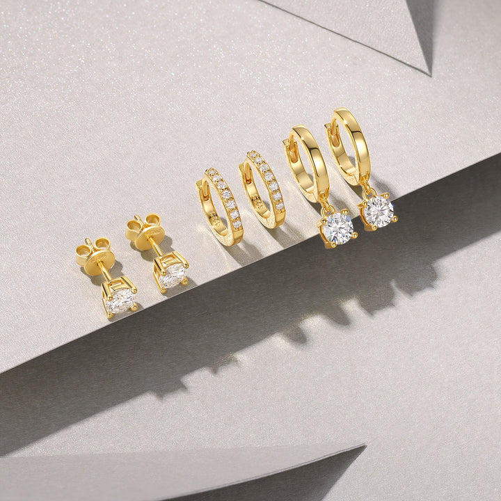 Luxury Minimalist Moissanite Earrings – Gold-Plated S925 Silver (0.1 Carat)