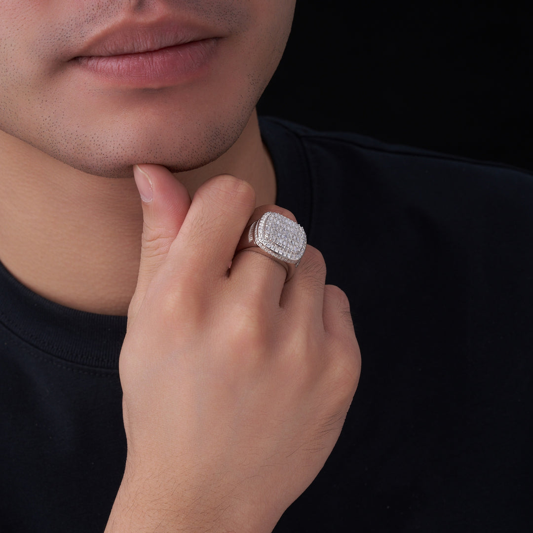 💍 Men’s Minimalist Moissanite Ring – Platinum-Plated S925 Silver (14g, Sizes 5–9) 💍