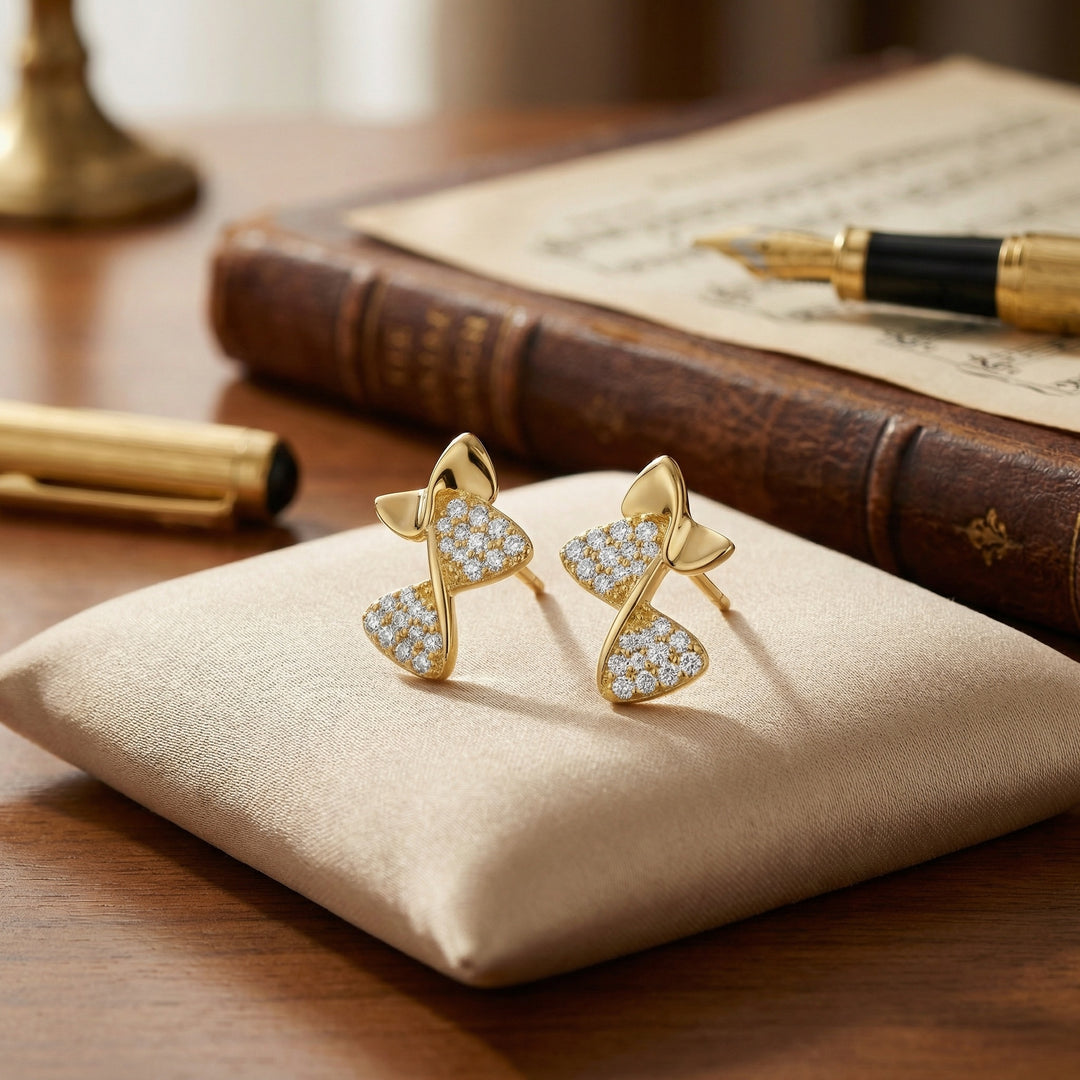 🎵 925 Sterling Silver Musical Note Stud Earrings with Sparkling Accents 🎵