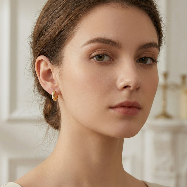✨ 925 Sterling Silver Textured Beaded Huggie Hoop Earrings ✨