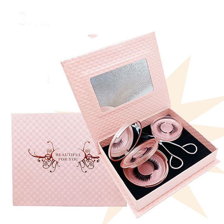 🧲👁️ Three Pairs Quantum Magnetic False Eyelashes – Ultra-Light Reusable No-Glue Lash Kit with Curler